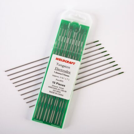 10-Pack of 1.6mm (1/16-inch) Pure (WP) Green Tungsten Electrodes for TIG Welding, Ground Finish, 175mm Long