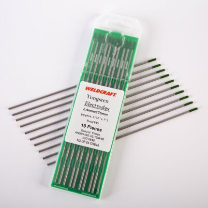 10-Pack of 2.4mm (3/32-inch) Pure (WP) Green Tungsten Electrodes for TIG Welding, Ground Finish, 175mm Long