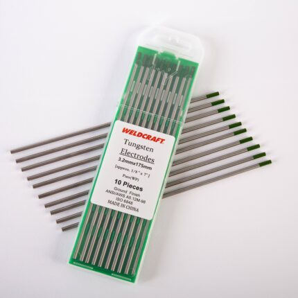 10-Pack of 3.2mm (1/8-inch) Pure (WP) Green Tungsten Electrodes for TIG Welding, Ground Finish, 175mm Long