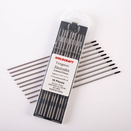 Package of Weldcraft 2.4mm (3/32 inch) black 1.0% lanthanated tungsten electrodes (WL10) for TIG welding