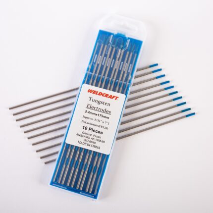 Ten Weldcraft 2.4mm (3/32 inch) sky-blue 2% lanthanated tungsten electrodes for TIG welding