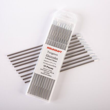Package of ten Weldcraft 3.2mm (1/8 inch) white (WZ8) 0.8% zirconiated tungsten electrodes for TIG welding