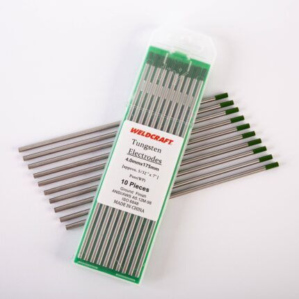 10-Pack of 4.0mm (5/32-inch) Pure (WP) Green Tungsten Electrodes for TIG Welding, Ground Finish, 175mm Long